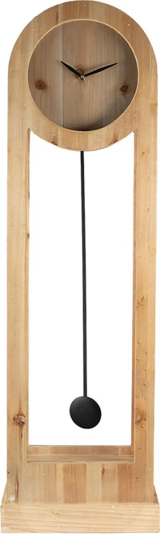 Clayre & Eef Staande Klok 28x100 cm Bruin Zwart Hout