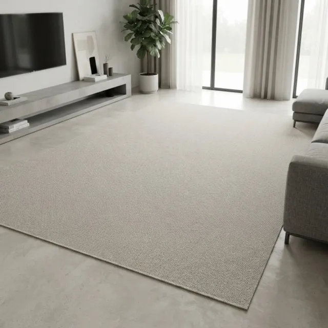 TapisTrend Designer tapijt Crème 250x350 cm Modern, effen wollen vloerkleed met een natuurlijk geweven effect voor de woonkamer, slaapkamer en eetkamer Beige