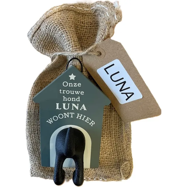 History and Heraldry Hondenriemhouder-Luna-in leuk kado verpakking-15cmx10cm-woonaccessoires-hondengarderobe-kapstok voor honden-kado idee voor hondenbezitters-haak voor hondenriem grijs