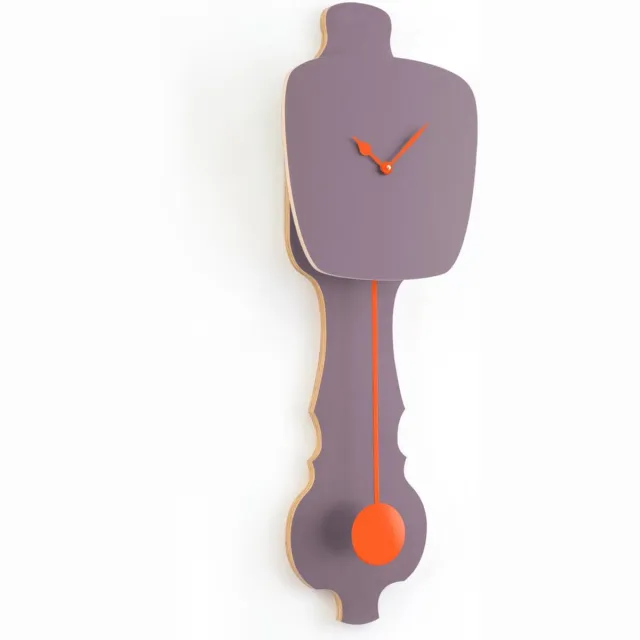 Kloq Wandklok Lavendel Grijs & Neon Oranje