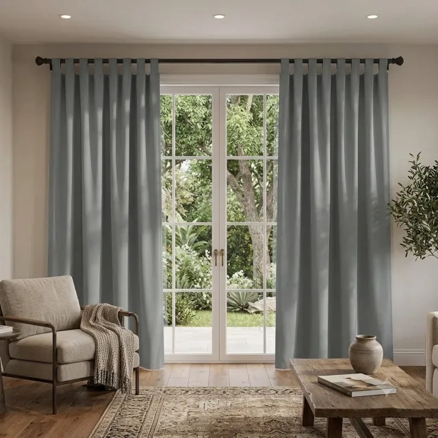 Maison Elara Set van 2 outdoor gordijnen, ondoorzichtig, waterdicht, met lussen, privacybescherming, voor binnen en buiten, 132 x 275 cm, lichtgrijs, voor pergola, terras, balkon, tuin, paviljoen