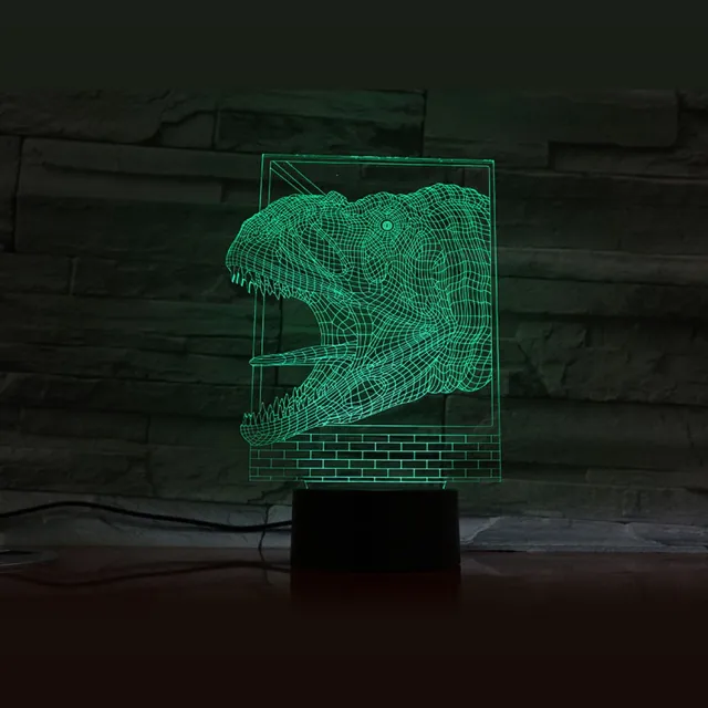 MC Living 3D Led Lamp Met Gravering - RGB 7 Kleuren - Dinosaurus