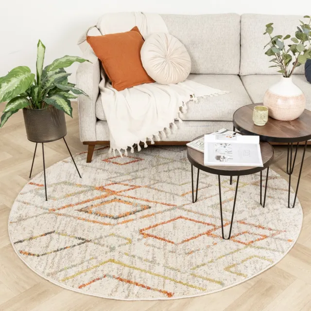 Fraai Rond Berber vloerkleed - Blend Diamond Terracotta - Ø 100cm