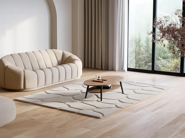Vente-unique Vloerkleed met reliëf en bonteffect - 200 x 290 cm - Beige - ARENSO