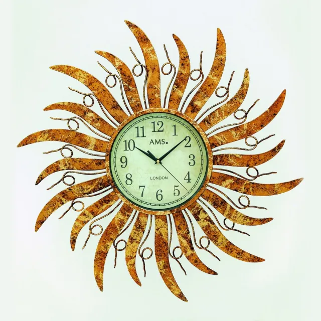 AMS W9639 - Wandklok - Analoog - Quartz uurwerk - Metaal - Rond - D70x5cm - Cifers - Oranje - Wit - Zwart
