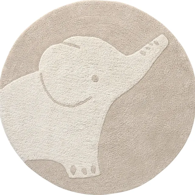 vertbaudet Rond vloerkleed Olifant ecru