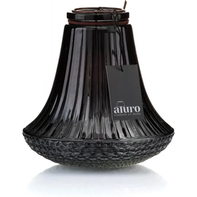 Mandee Zwart Glazen Lantaarn CHARU Aluro 2-delig 16 cm