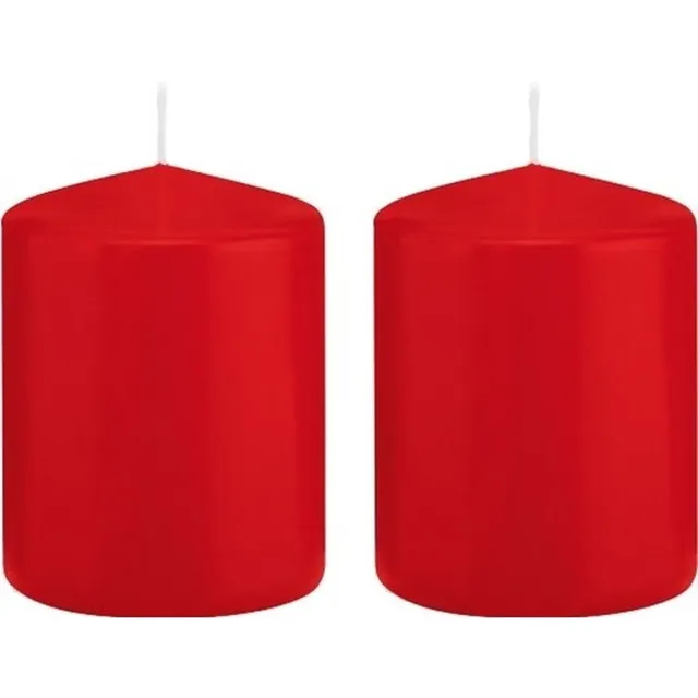Enlightening Candles Trend Candles Cilinderkaars/stompkaars - 2x - rood - 6 x 8 cm - 29 branduren - met brandvertragende folie