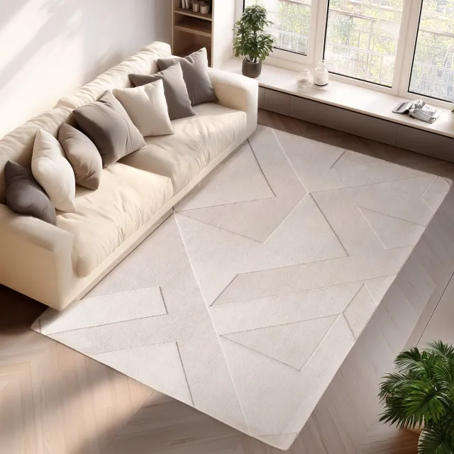 Moonay Home Pompei Quadro Ivory – Geometrisch Blokdesign – Laagpolig – Trending Vloerkleed – 80x150 cm