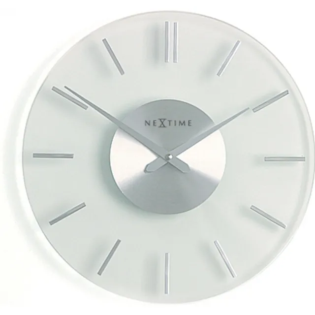 NeXtime Clocks Nextime wandklok- 26 cm - Aluminum - Glas - Stripe - 26 cm Transparant