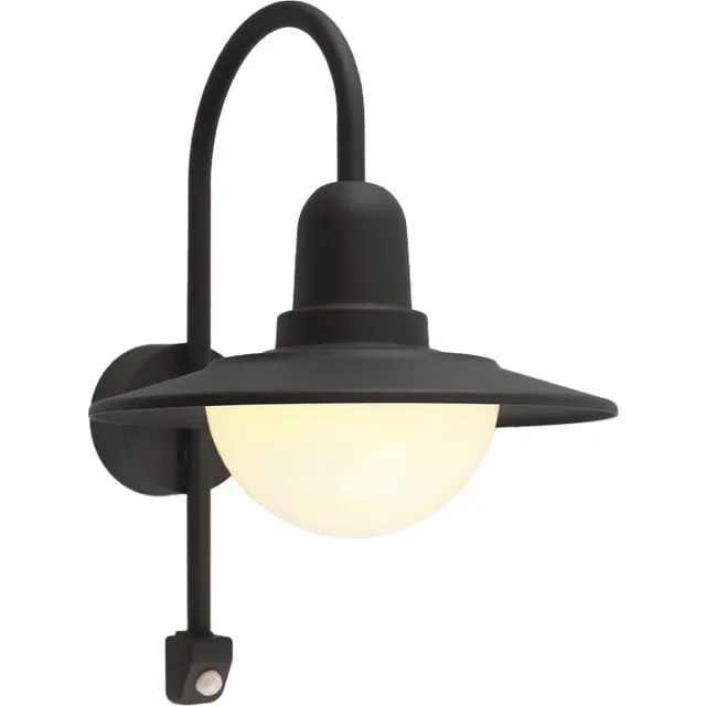 Olucia ROLIN - Buitenmuurlamp met bewegingssensor - Zwart - Vorm: Rond