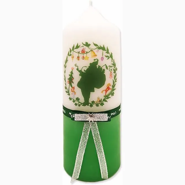 Van Licht Kerstkaars Kerstman Groen wit/groen