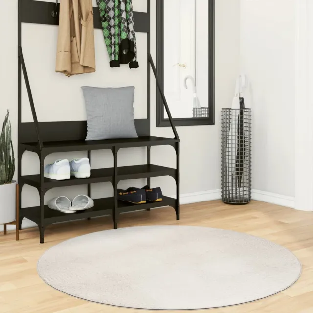 vidaXL Vloerkleed IZA laagpolig Scandinavisch Ø 120 cm crèmekleurig, foto 2