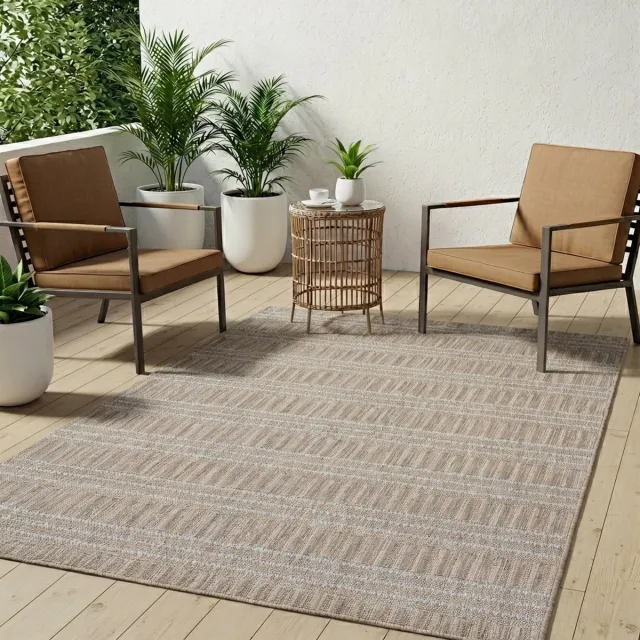 Tapiso Melissa Buitenkleed Buitentapijt Bruin Beige Vloerkleed Binnen Buiten Kleed Tapijt Maat- 80x150 Bruin 6