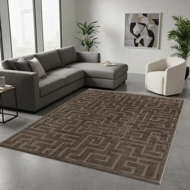 TapisTrend Designer tapijt Bruin 80x150 cm Modern vloerkleed met een reliëfpatroon van geometrische vormen, geschikt voor de woonkamer, slaapkamer en eetkamer