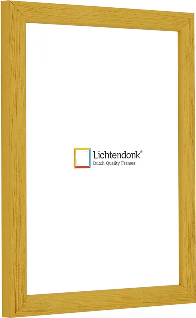 Lichtendonk Fotolijst - Fotokader - Okergeel - Halfrond met zichtbare houtnerf - Fotomaat 30x40 - Ontspiegeld glas - Art.nr. 1055005930401