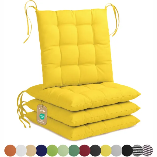 lavea Stoelkussens 40x40 cm, Set van 4 – Zitkussen & Stoelpads voor Binnen en Buiten – Comfortabel, Wasbaar en Duurzaam – Lichtgeel