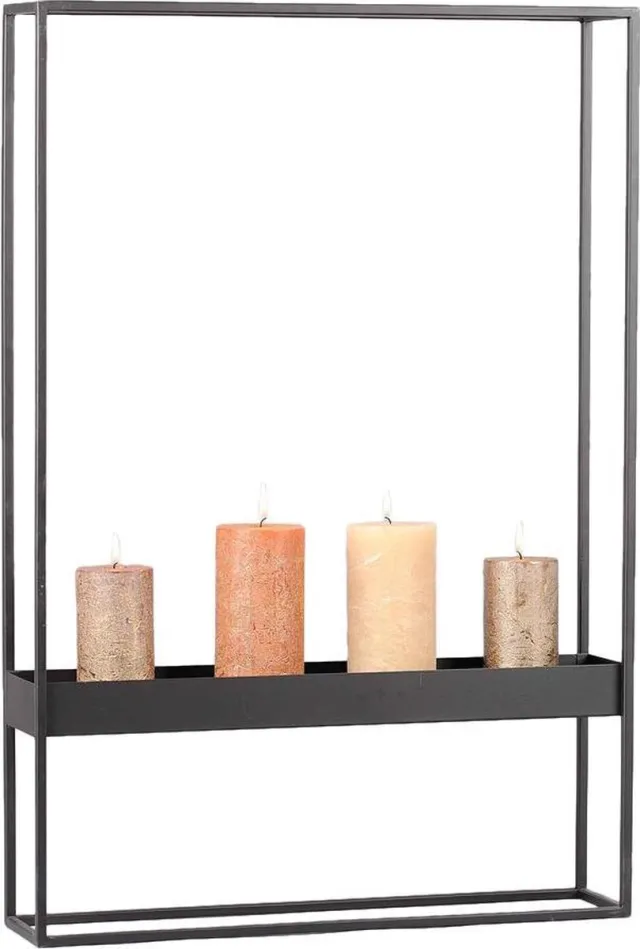 Rasteli Kaarsenhouder - metaal - zwart - D48 x H71 cm Black