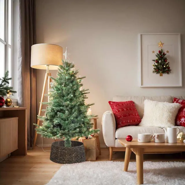 vidaXL Kerstboomkraag Rond Zwart Dia. 60 x 22 cm Waterhyacint
