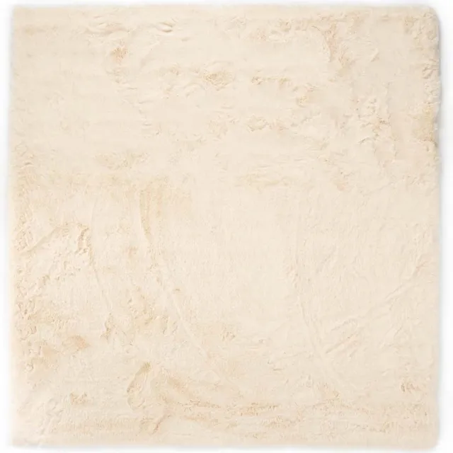 Tapeso Vierkant hoogpolig vloerkleed - Comfy Plus crème 160x160
