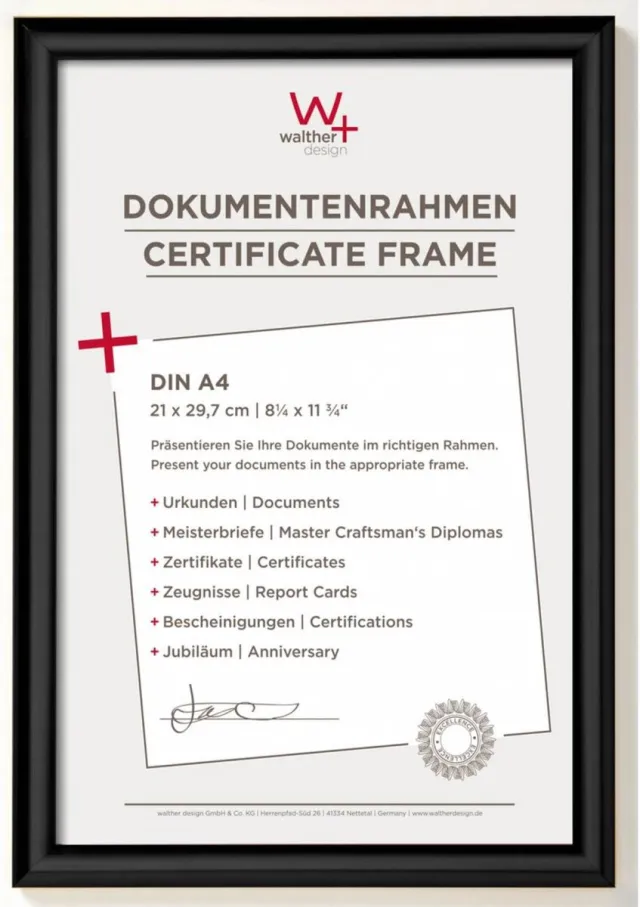 Walther Trendstyle - Kunststof lijst - Fotoformaat 21x29.7 cm (DIN A4) - Zwart