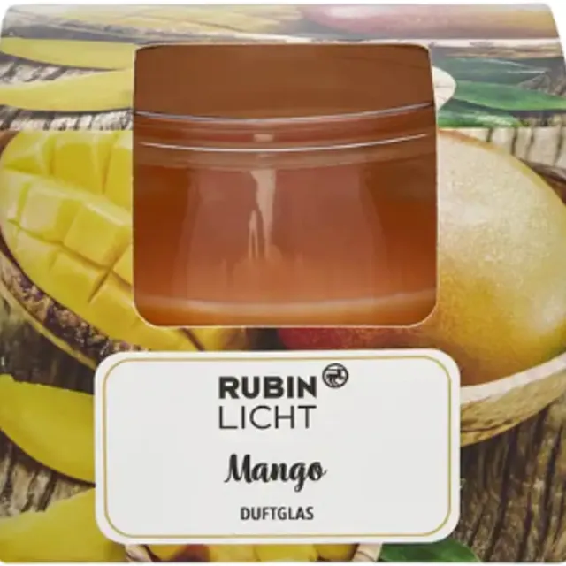 Rubin Licht Zomer Geurkaars in Glas Mango - Rubin Licht | 1x 80g - Lente Zomer Geur | Brandduur: 18 uur Oranje