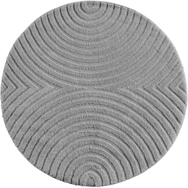 Muratap Japandi ART - Rond Scandinavisch Vloerkleed - Laagpolig Effen - Grijs- 160 CM Ø