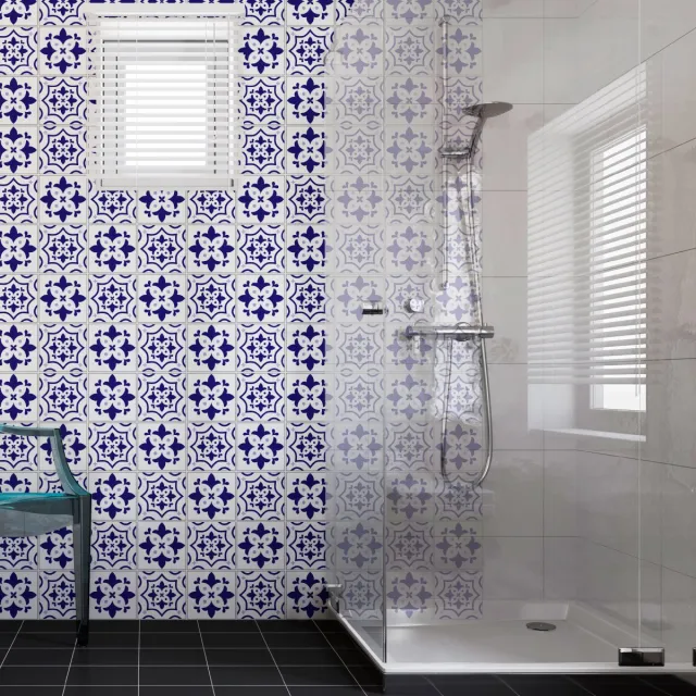 Ambiance Sticker Zelfklevende tegelmuurstickers voor keuken en badkamer - 30 cementtegelstickers, Azulejos Sancho-stijl - 30 stickers, 15x15 cm Multi color