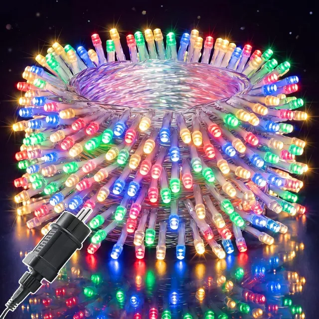 Huttutu LED Lichtsnoer voor Binnen en Buiten - 20m met 200 LED's - 8 Lichtstanden - IP55 Waterdicht - Voor Kerst, Halloween en Feesten - Gekleurd licht - 1 stuk