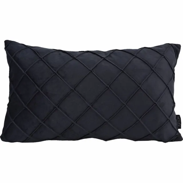 NOVÉE Velvet Cross Zwart Kussenhoes | Fluweel/Polyester | 30 x 50 cm