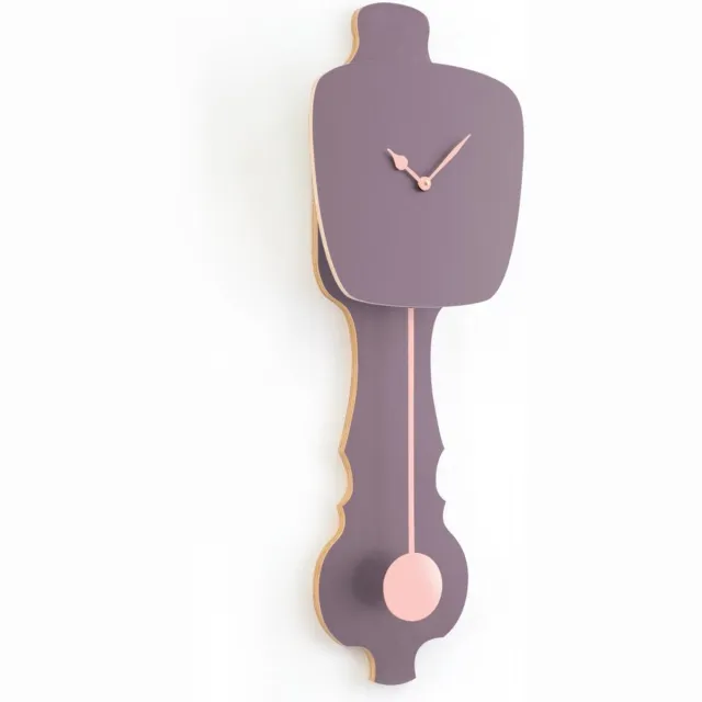 Kloq Wandklok met Pendule - Batterijen Inbegrepen - Wanddecoratie - Quartz Beweging - Niet-Tikkend Batterij Aangedreven - Lavendel Grijs & Perzik Pastel - Groot