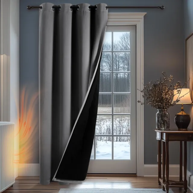 Famanu Verduisteringsgordijnen met oogjes, thermische en koudebestendige gordijnen, 132×214 cm, donkergrijs, perfect voor slaapkamers en werkruimtes