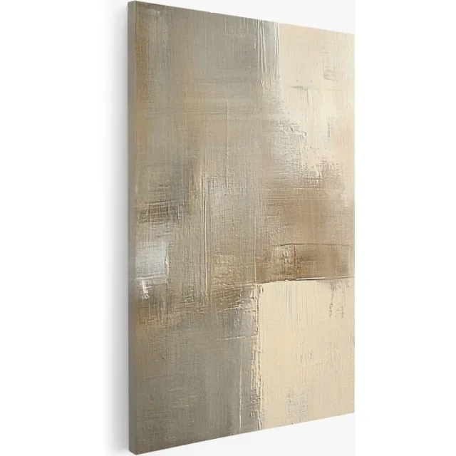 Saammp Canvas Schilderij - Beige - Simpel - Abstract kunstwerk - 20x30 - Foto op canvas - Wanddecoratie - Muurdecoratie Woonkamer - Slaapkamer decoratie - Canvas Print Multicolor