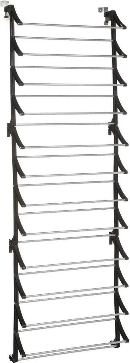 5Five® Schoenenrek voor aan de deur zilver/zwart 36 paar schoenen 60 x 181 cm van metaal/kunststof - Schoenen opbergen - Schoenenrekken