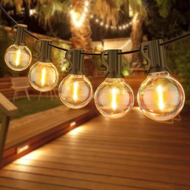 S-S FANSANMY LED Lichtsnoer Buiten 18 Meter - 30+1 G40 Onbreekbare Kunststof Gloeilampen - IP45 Waterdichte Sfeerverlichting Voor Terras, Tuin, Balkon, Feest En Buitenruimte