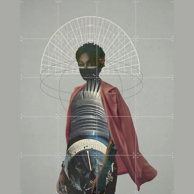 IXXI Warrior, Frank Moth - 80 x 100 cm - Grote wanddecoratie en posters - Digitale Kunst, Collage, Geometrische Kunst, Grafisch Ontwerp, Klassiek Warme kleuren / Roze