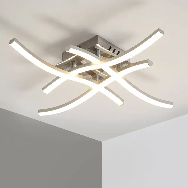 Riserva LED Plafondlamp Modern - 24W - 2700 lm - Neutraal Wit - Zilver - 4-Lichts Plafonnière voor Woonkamer, Slaapkamer, Keuken en Eetkamer