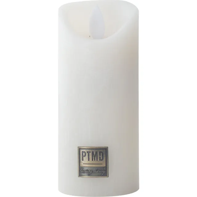 PTMD LED Kaars rustiek wit 5 x 5 x 12,5 cm. - LED Light Candle rustic white moveable flame