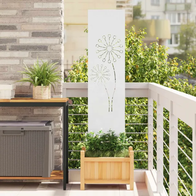 vidaXL Tuin Privacy Screen Fretwerk Wit 32 x 140 cm Koudgewalst staal