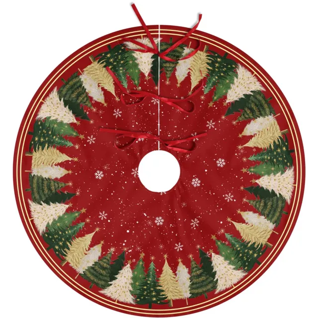 PZCC Kerstboomrok - Kerstboom kleed - Kerstboomdecoratie - Rode Kerstboomkleed - Kerstboomrok met Sneeuwvlokken - Kerstdecoratie voor Woonkamer - 91 cm - Rood