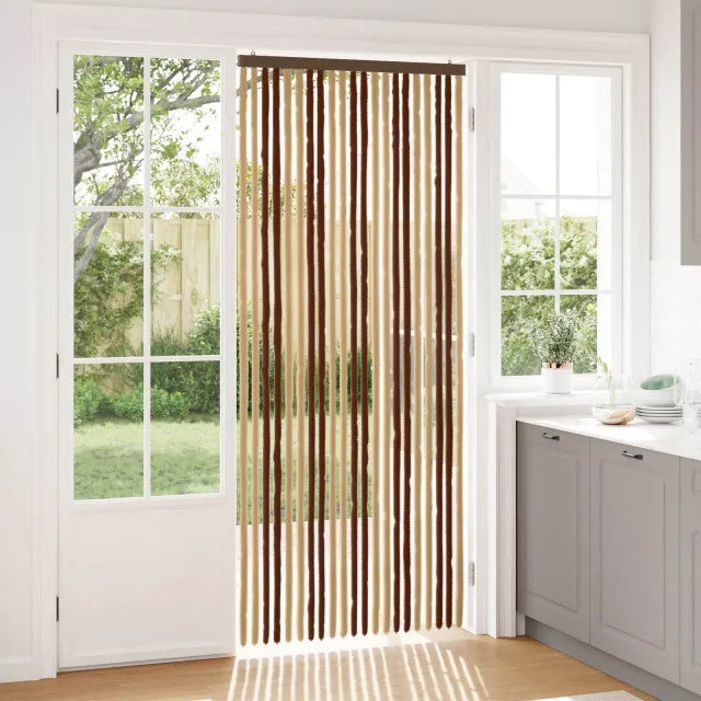 vidaXL Insecten Gordijn Chenille Bruin en beige 90 x 220 cm 100% PP