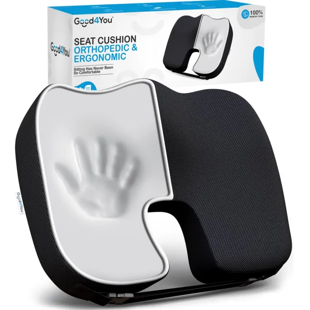 Good4You Zitkussen Orthopedisch & Ergonomisch voor Auto- en Bureaustoel - Wigkussen - Stuitkussen - Thuiswerken Zwart