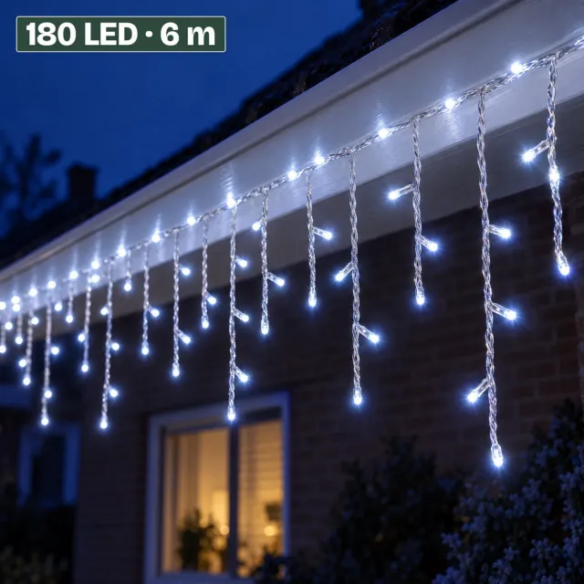 Levano Kerstverlichting Buiten - 180 LED - Kerstversiering - IJspegel Verlichting Buiten - Kerstlampjes - Lichtslinger - Lichtgordijn Kerst - Kerstverlichting Raam - Gordijnverlichting Kerst - Kerstlampjes met Stekker - Icicle Lights - IP44