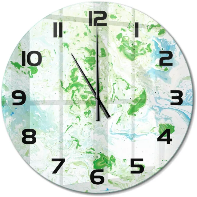 TULUP Wandklok - Abstracte achtergrond Klok Glas Met Opdruk - fi60 cm - Groente Moderne Wandklok Glas - Zwarte handen - Ronde Klok - Decoratieve Glazen Klok - Glazen Wandklok Design