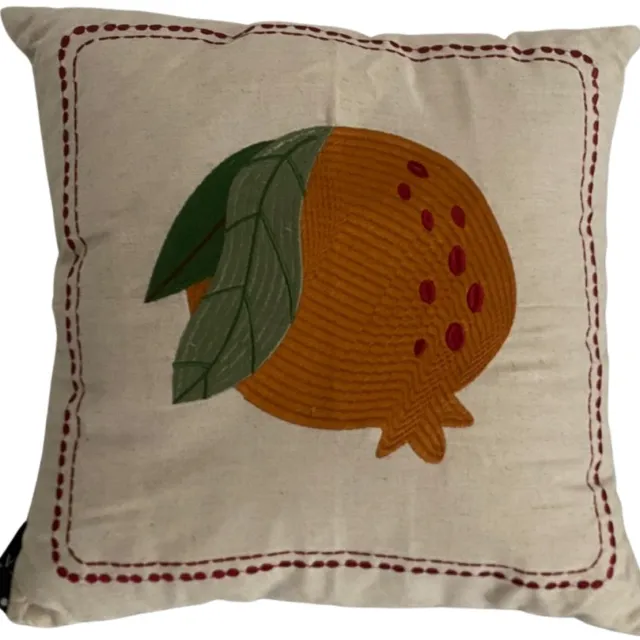 Mica Decorations Mica Sierkussen Sinaasappel 45x45 cm – Decoratiekussen Oranje/Wit