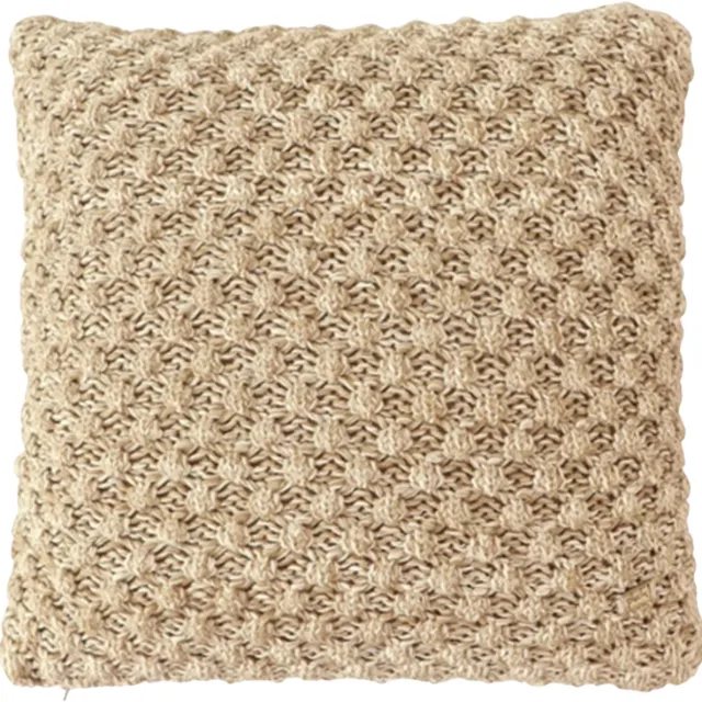 Urbane Hide Popcorn Gebreide Kussenhoes - 45x45 cm - 100% Katoen - Sierkussenhoes Khaki - Stoer Woonaccessoire (Zonder Binnenkussen) Beige