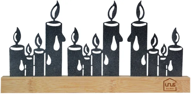 UNUS Staander kaarsen metaal silhouette sneeuwlook zwart wit kerstdecoratie
