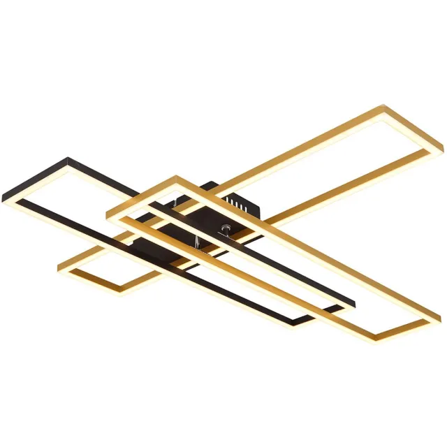 Globo Lighting LED plafondlamp beweegbaar zwart goud design lamp, aluminium goud zwart, 40W 1650Lm warm wit, LxBxH 80x60x9,5 cm