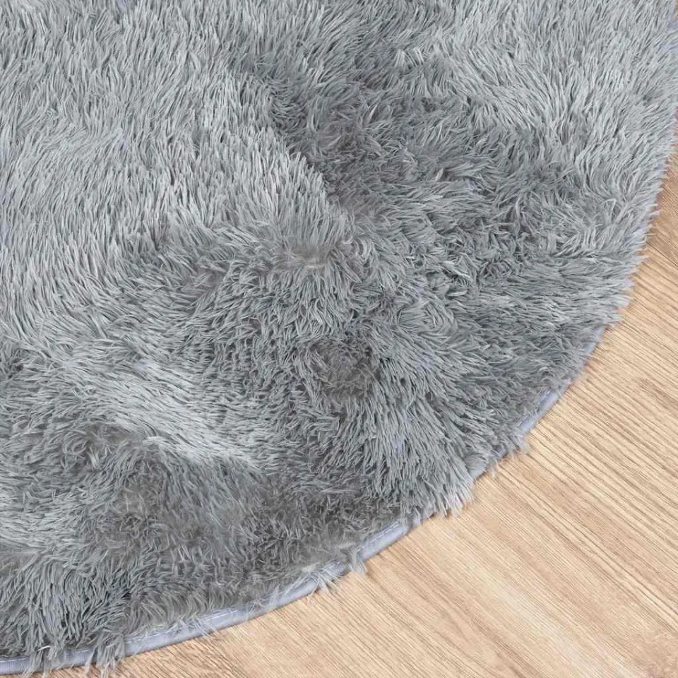 vidaXL Hoogpolig vloerkleed NAVARRA 160x160 cm polyester lichtgrijs grijs, foto 4