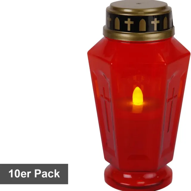 Star Trading Display Serene, grafkaarsen, 10 stuks, rood, LED, warm wit, voor buiten, 15,5 cm